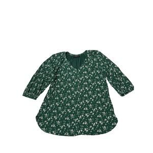 Lane Bryant top 3/4 sleeves V-neck green leaves size 14/16